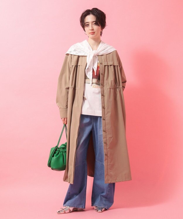 Green Parks ギャザードロストワンピース Beige