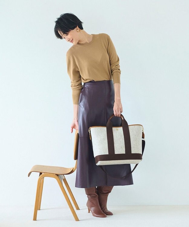 TOPKAPI 【Breath TOPKAPI】イタリアンフェルト ショルダー付 A4 トートバッグ L ベージュ