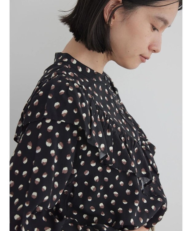 AMERICAN HOLIC アソートプリントフリルブラウス Black
