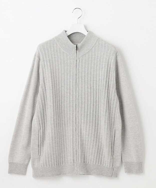 JOSEPH ABBOUD 【キングサイズ・イージーケア】コットンバルキーニットブルゾン ライトグレー系