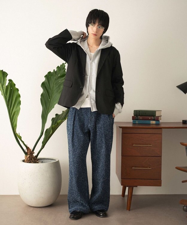 WEGO 【フォーマル/セットアップ対応】シングルテーラードジャケット ブラックストライプ