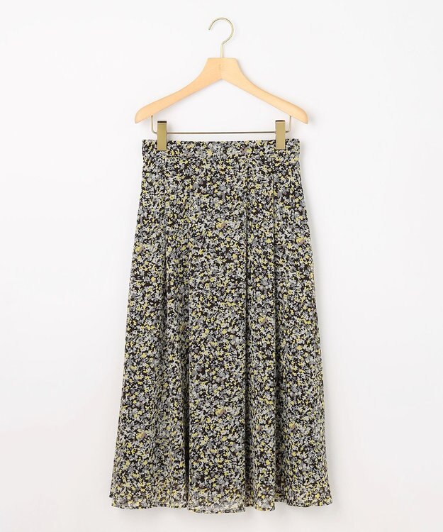 組曲 【先行予約】インプレッションフラワープリント フレアスカート イエローフラワー系