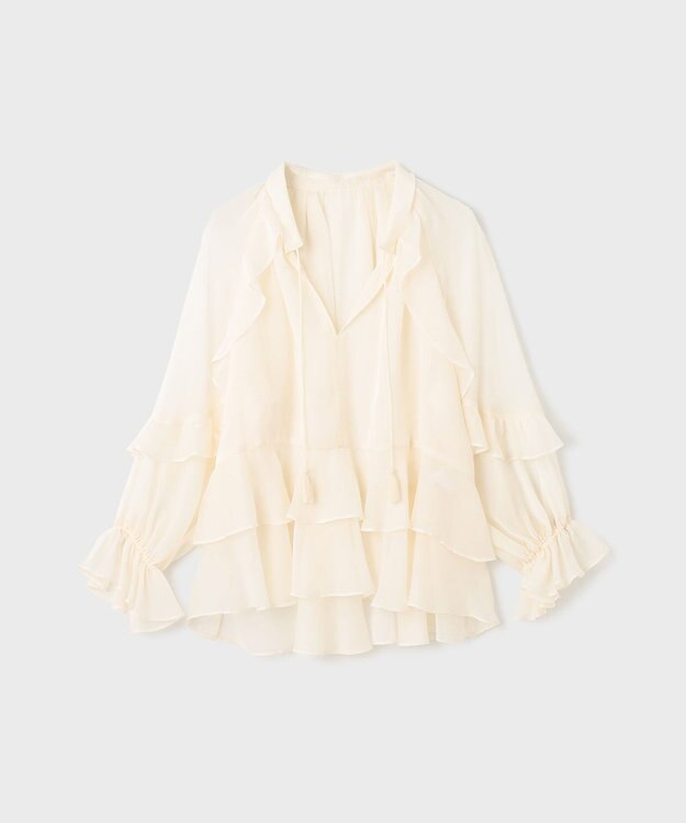 GRACE CONTINENTAL シフォンフレアブラウス キナリ