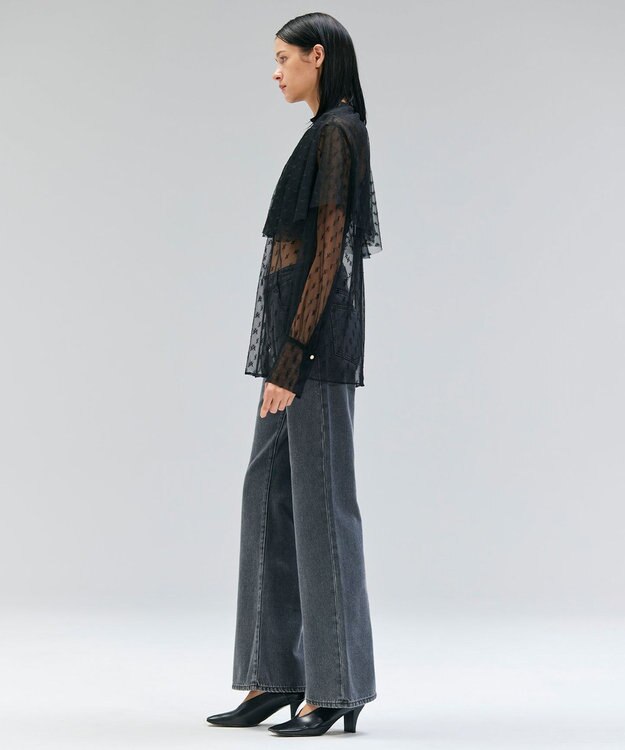 BEIGE， 【洗える・Oggi 11月号掲載】CLOVIS / ケープデザイン総レースブラウス Black