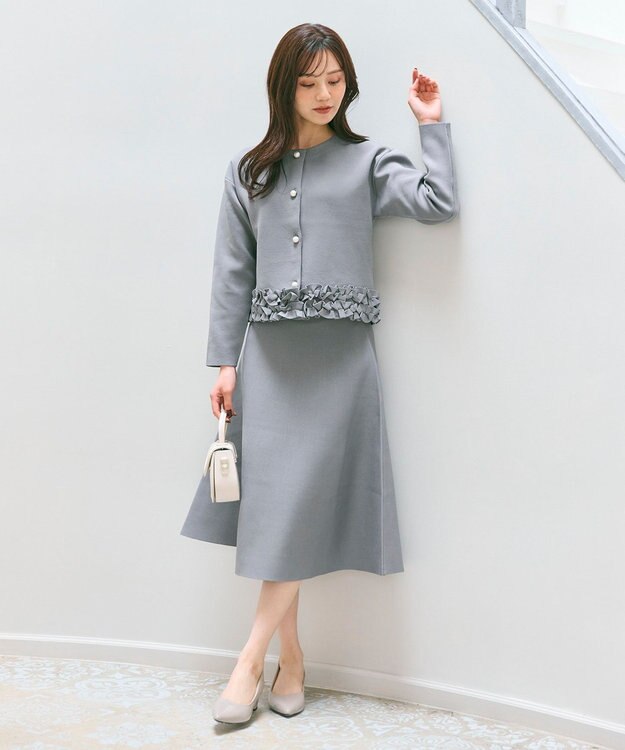 Feroux フリル ニット セットアップ ライトグレー系