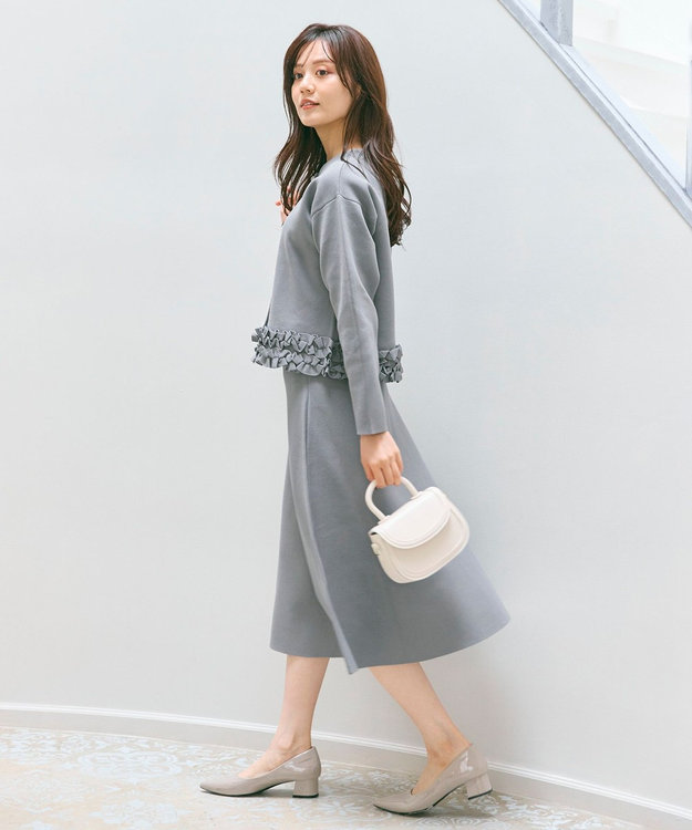 Feroux フリル ニット セットアップ ライトグレー系