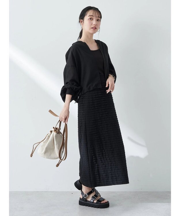 earth music&ecology シアーフードブルゾン Black