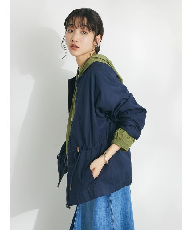 CRAFT STANDARD BOUTIQUE コットンギャバジンノーカラーＺＩＰブルゾン Navy