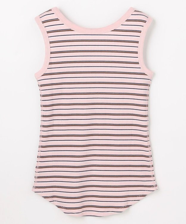 ANY テレコラウンドヘムタンクトップ ピンクベース