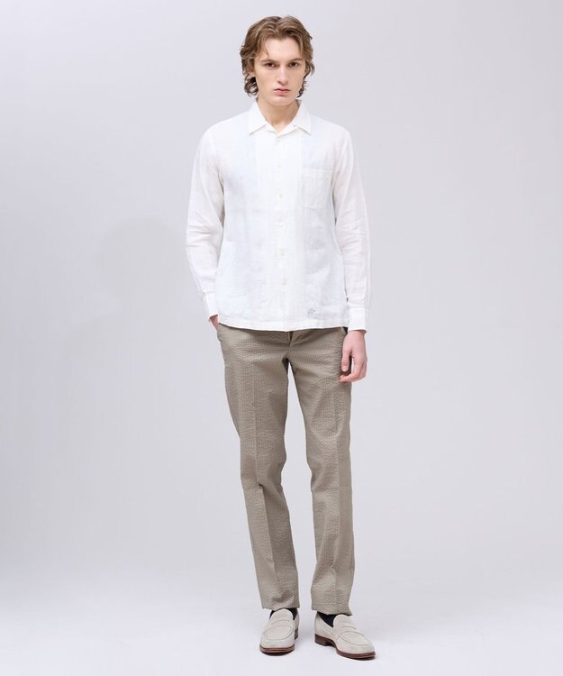 J.PRESS MEN 【LIBECO】リネンオープンカラー シャツ ホワイト系