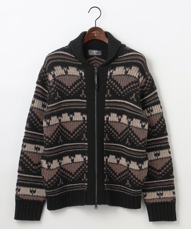 JOSEPH ABBOUD MOUNTAIN 【ペルー素材使用】ハイランドウール カウチン ジップ ニット ブラック系7