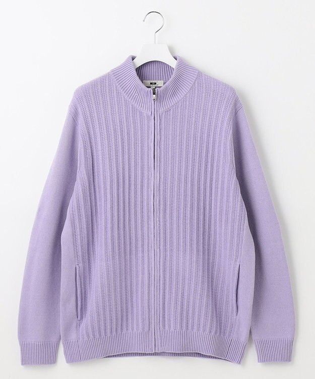 JOSEPH ABBOUD 【キングサイズ・イージーケア】コットンバルキーニットブルゾン ライラック系