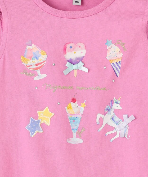 ANY KIDS スイーツ オン・オフショルダー Tシャツ ピンク