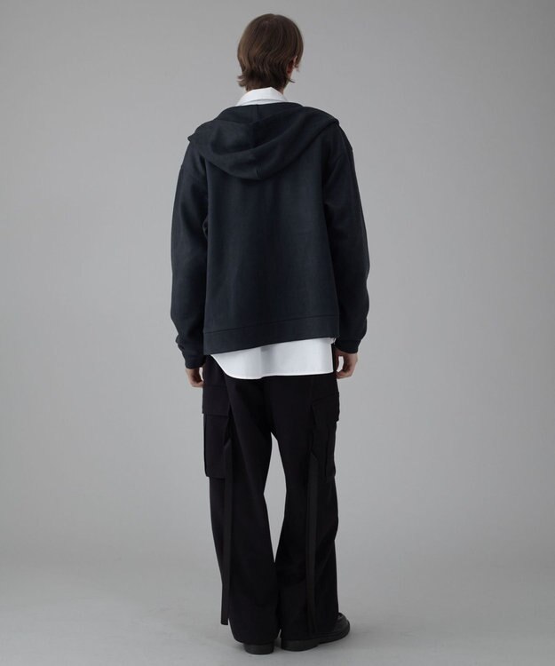 WEGO 【ユニセックス着用ITEM/MLサイズ展開】フェイクスウェードZIPパーカー ブラック中濃色