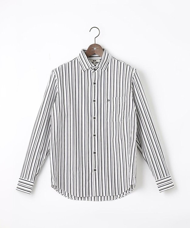 JOSEPH ABBOUD 【ストレッチで快適な着心地・イージーケア】ランダムストライプ ジャージー シャツ ダルブルー系1