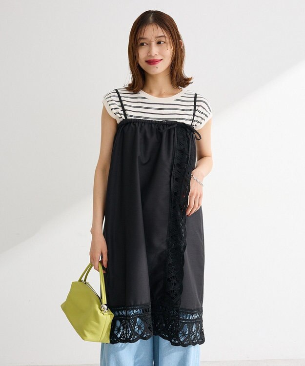Green Parks ２ｗａｙレースキャミワンピース Black