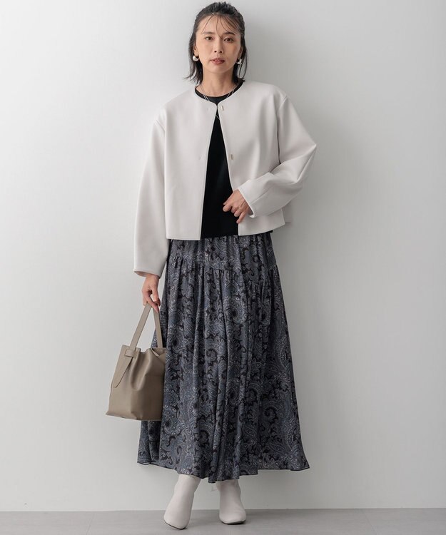 23区 S Ratti ペイズリープリント ティアード スカート グレー系