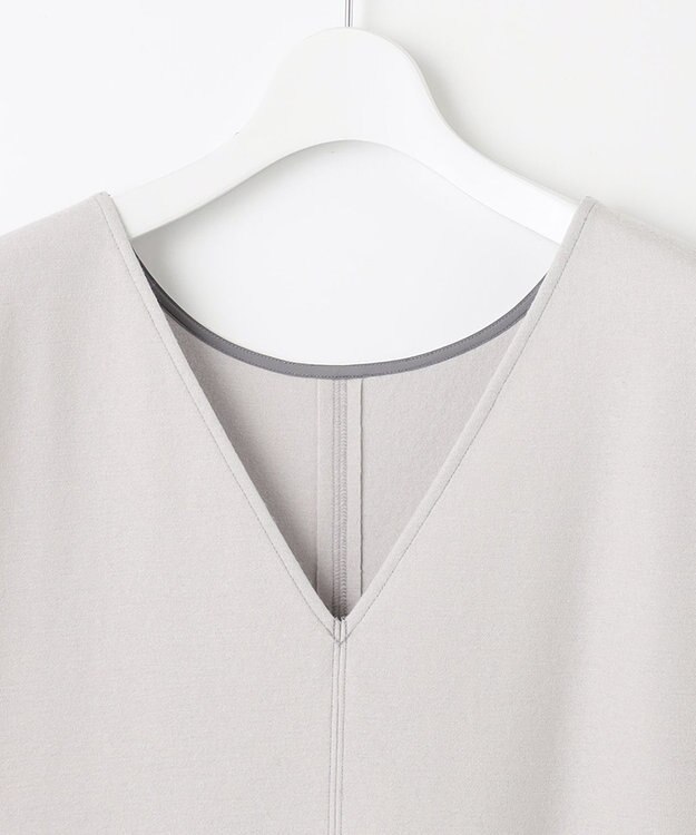 自由区 【WEB限定】ウールミルドジャージー Vネックジャンパースカート ライトグレー系