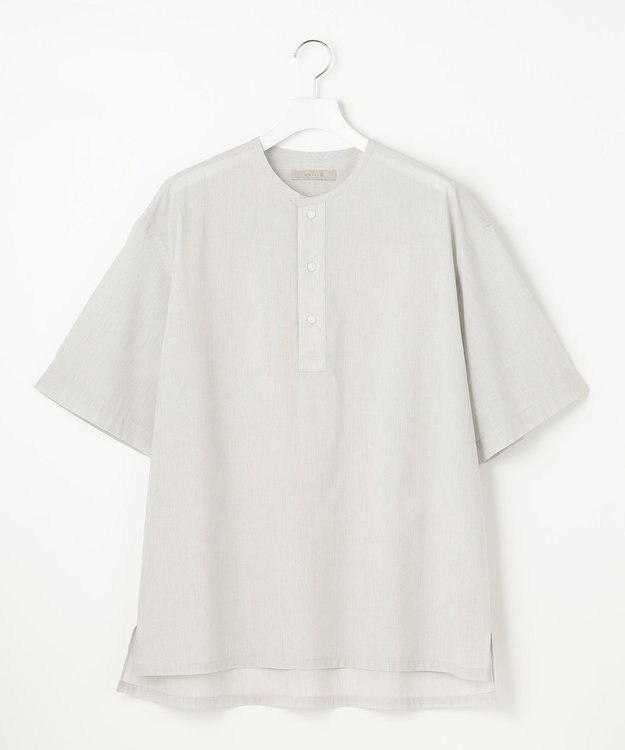 UNFILO MENS 【撥水】コットン ヘンリーシャツ [23年春夏商品] グレーストライプ