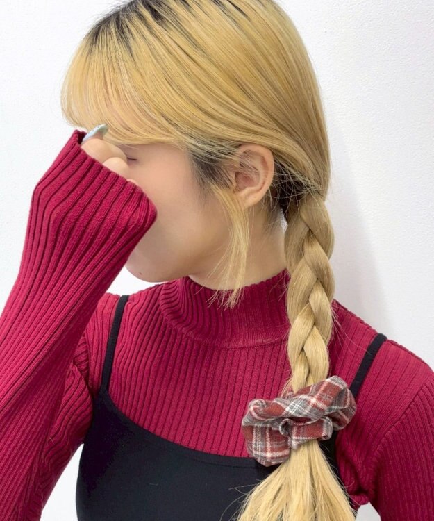 WEGO Lチェックシュシュ レッドチェック1