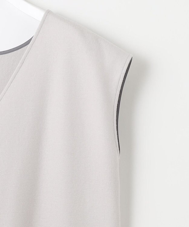 自由区 【WEB限定】ウールミルドジャージー Vネックジャンパースカート ライトグレー系