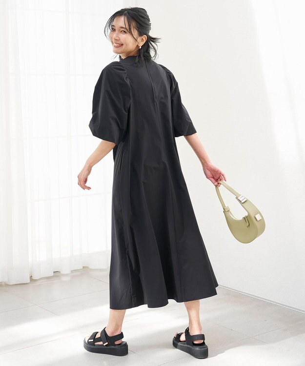 UNFILO FINE MOVE ボリュームスリーブ ワンピース ブラック