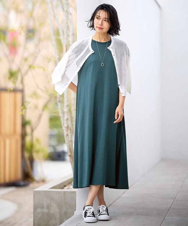 ANY メッシュパターンニットカーディガン ホワイト