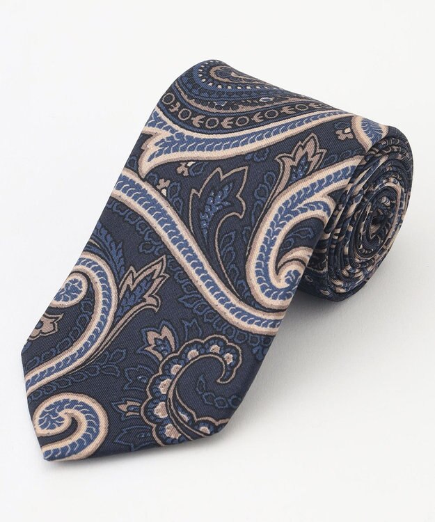 JOSEPH ABBOUD ビッグペイズリーパターン　ネクタイ ダークブラウン系7