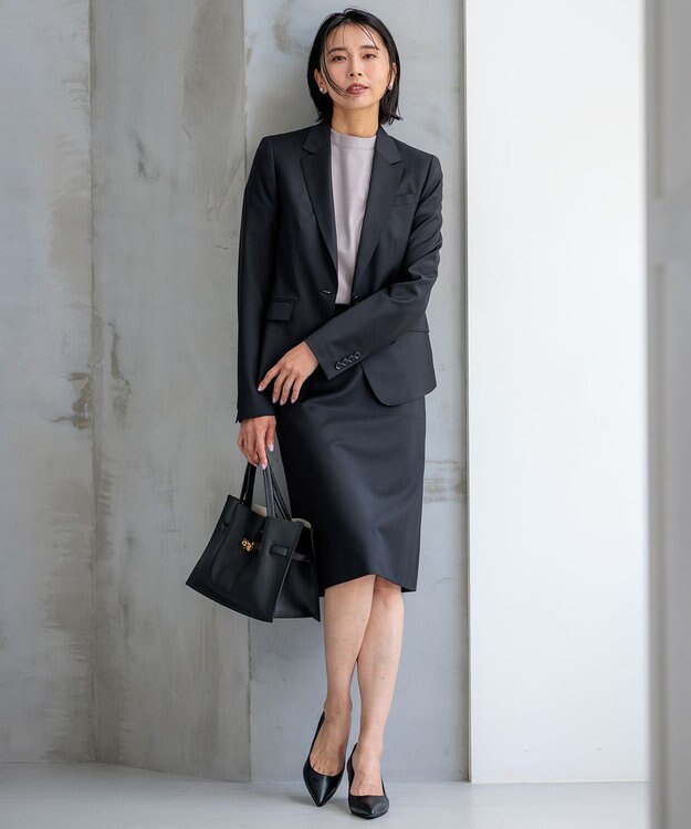 23区 L 【新色追加/セットアップ対応】ラフィーネウール 一つ釦 ジャケット ブラック系