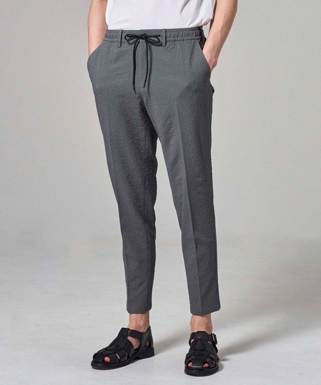 JOSEPH HOMME 【WEB・一部店舗限定】 エアーグリットサッカーストレッチ　ドロスト付テーパードパンツ / PEGG CONVERTIBLE グレー系