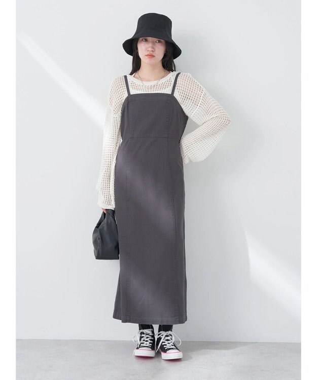 earth music&ecology 綿ツイルジャンスカ Charcoal Gray