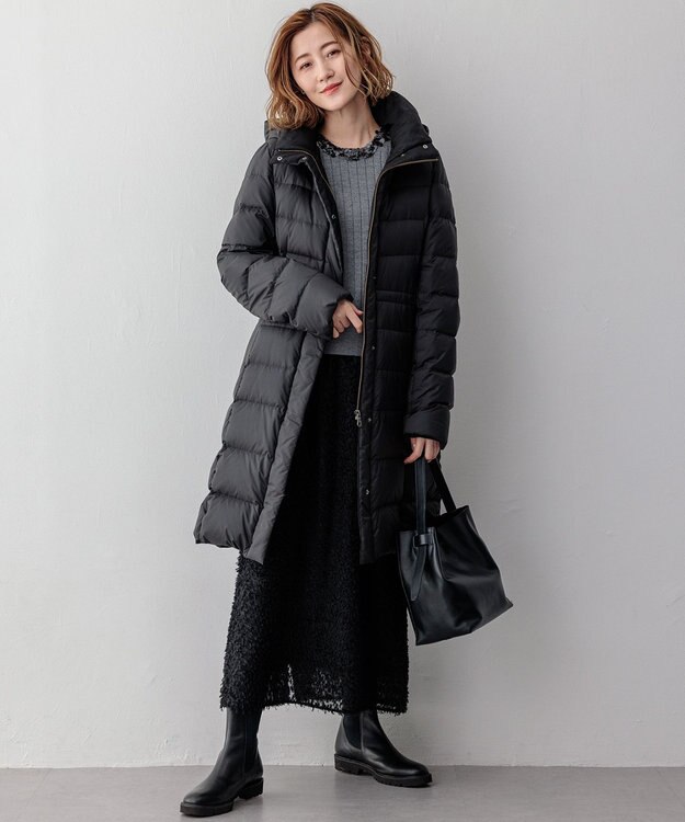 23区 L 【VERY掲載/新色追加】シレータフタ ロング ダウンコート ブラック系