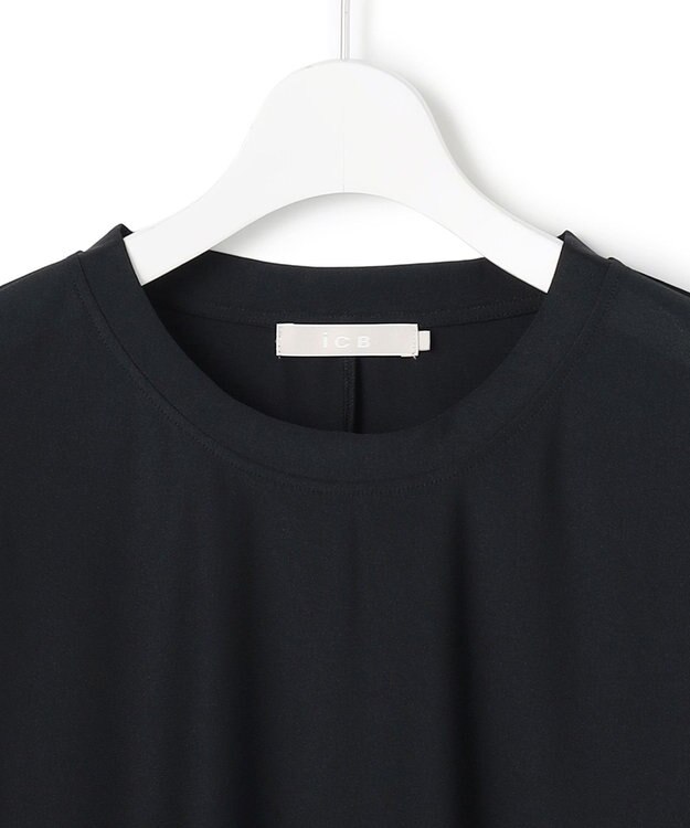 ICB L 【マシンウォッシャブル可】ライトトリコット バックスリット入り長袖プルオーバー ブラック系