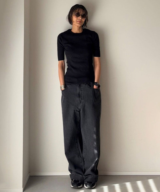 woadblue ＜坪田あさみさんコラボ＞DADA  ダダ  /  BLACK ワイドデニムパンツ BLACK