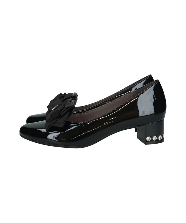 Bridget Birkin 【Bridget Birkin】ヒールアップキラキラリボンローファー ブラックエナメル