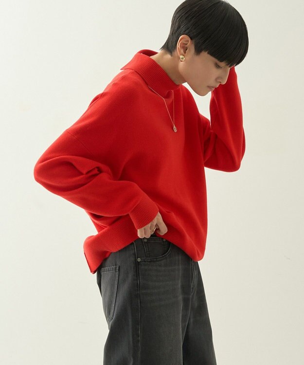 AMERICAN HOLIC ブラッシュヤーンタートルネックニットプルオーバー Red