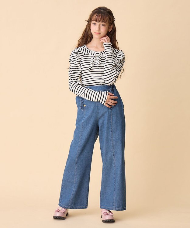 ANY KIDS デニム ワイド パンツ ブルー系デニム