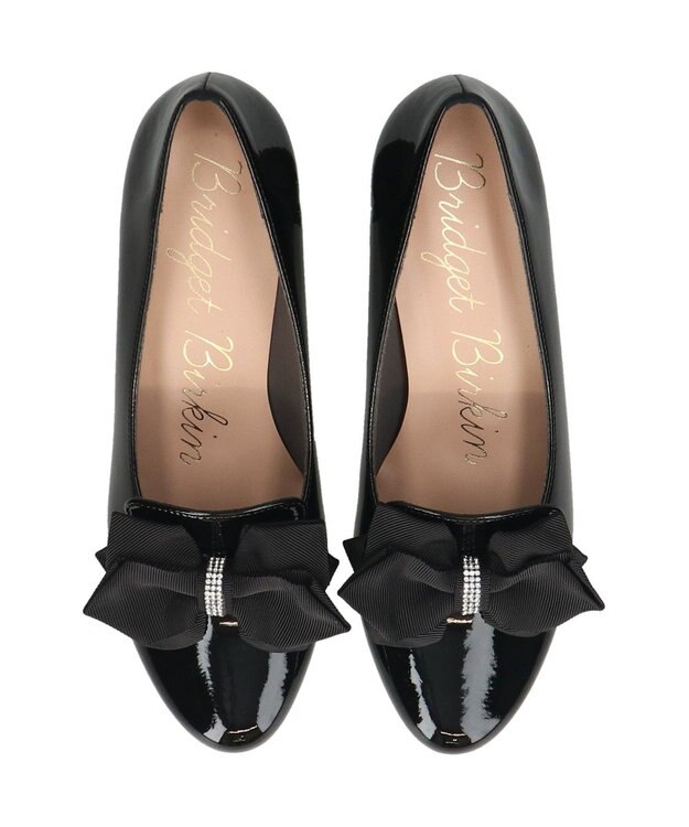 Bridget Birkin 【Bridget Birkin】ヒールアップキラキラリボンローファー ブラックエナメル