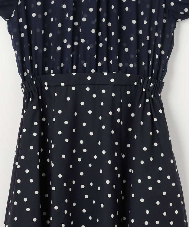 組曲 L 【前後着用可】シフォンオーガンプリント ボウタイワンピース ネイビーベース系5