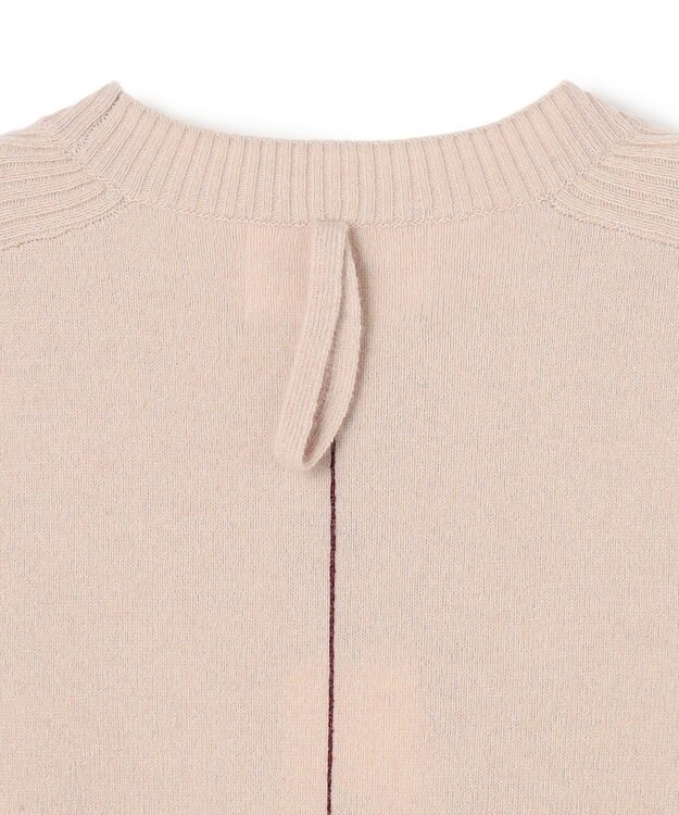 BEIGE， 【洗える】POMPE / ウールカシミヤ配色ラインクルーネックニット  Taupe×Bordeaux