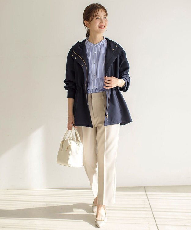 ANY SIS 【洗える】ラッフルレイヤード ブラウス ブルーストライプ