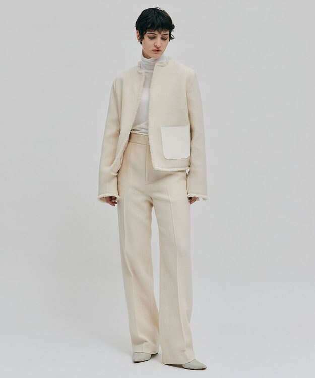 BEIGE， MILLAM / フェイクレザーパッチワイドパンツ Ecru