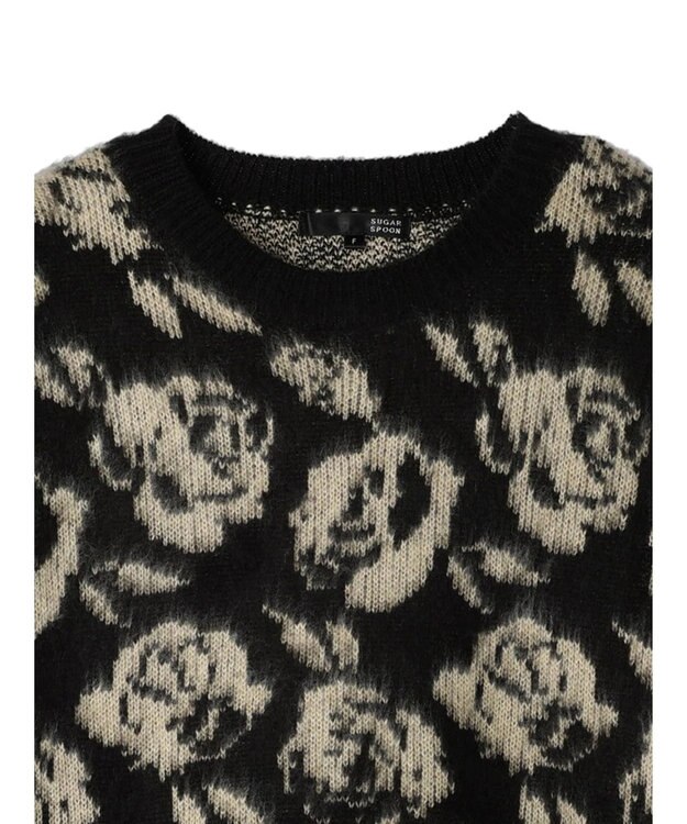 Green Parks ・ＳＵＧＡＲ　ＳＰＯＯＮ　フラワーシャギーニット Black