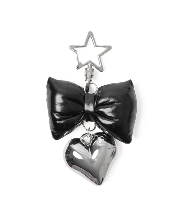 WEGO クッションリボンハートキーホルダー ブラック