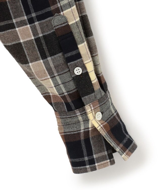 23区 CANCLINI メルトン バンドカラーシャツ キャメルチェック