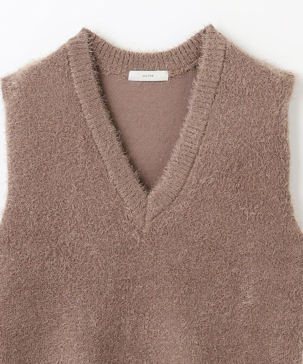 ANY L 【洗濯機可】フェザーニットベスト モカ