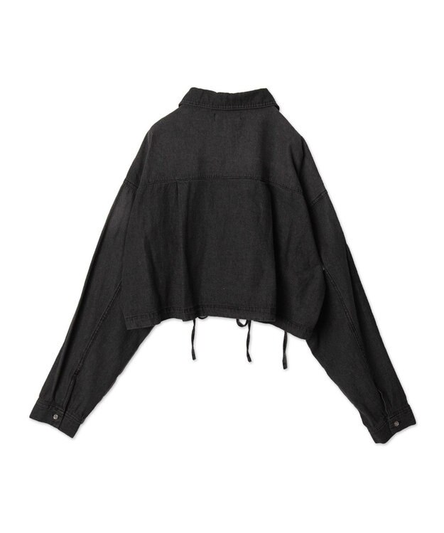 WEGO ドロストデニムショートシャツ デニムブラック