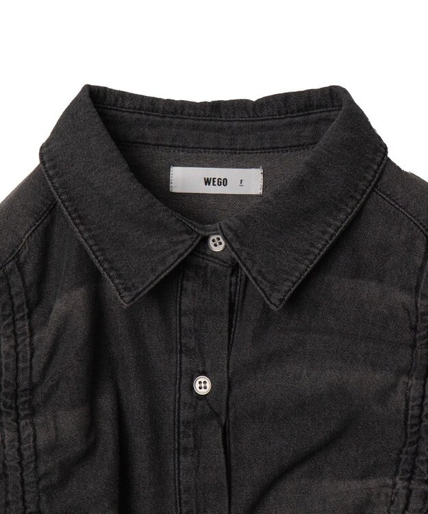 WEGO ドロストデニムショートシャツ デニムブラック