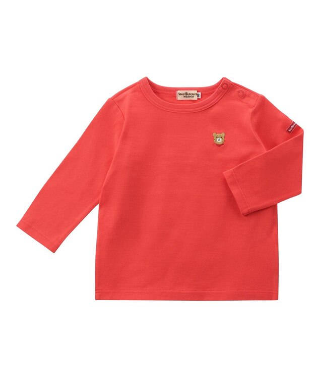 MIKI HOUSE HOT BISCUITS 【70-120cm】【Everyday Series】ワンポイント 長袖Tシャツ コーラルピンク