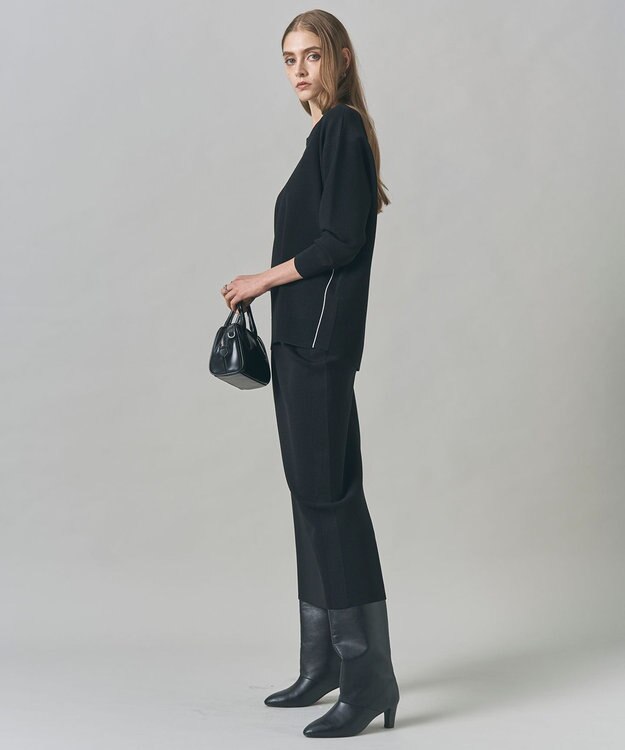 ICB L 【洗える】 シンセティックダブルフェイス ニットプルオーバー ブラック系